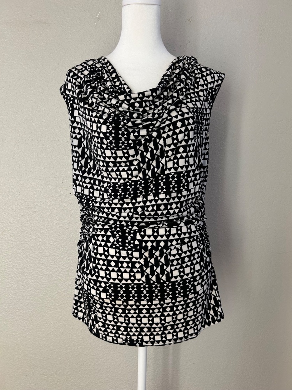 Vince Camuto Cowl Neck Sleeveless Ruched Tunic Top